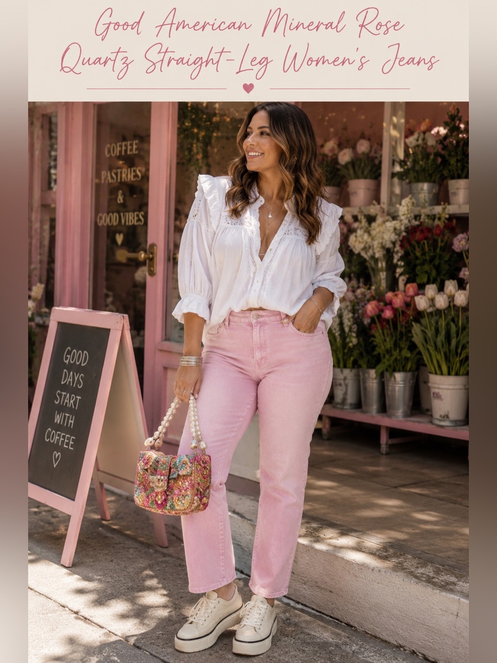 NWT Good American Mineral Rose Quartz Straight-Leg Women’s Jeans